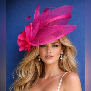 Kentucky Derby KY Oaks Fuchsia Hot Pink  Fascinator Hat